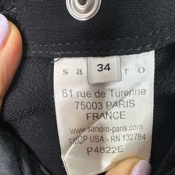 Sandro Paris Polina Black Trousers XS / FR 34 Zip Pocket Slim Fit Pants - Picture 7 of 11